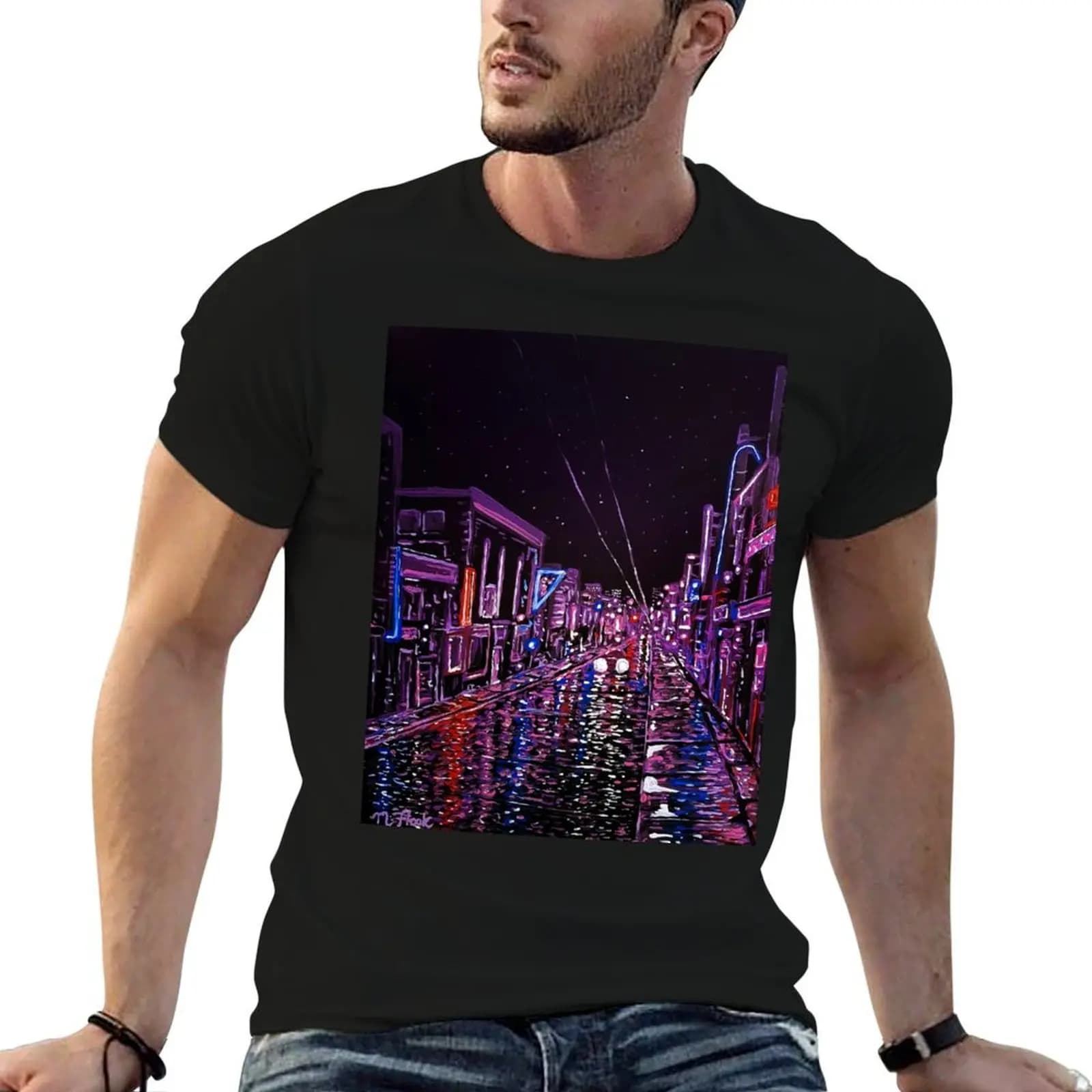 Electric Night T-Shirt plus sizes Man t-shirt anime shirts men