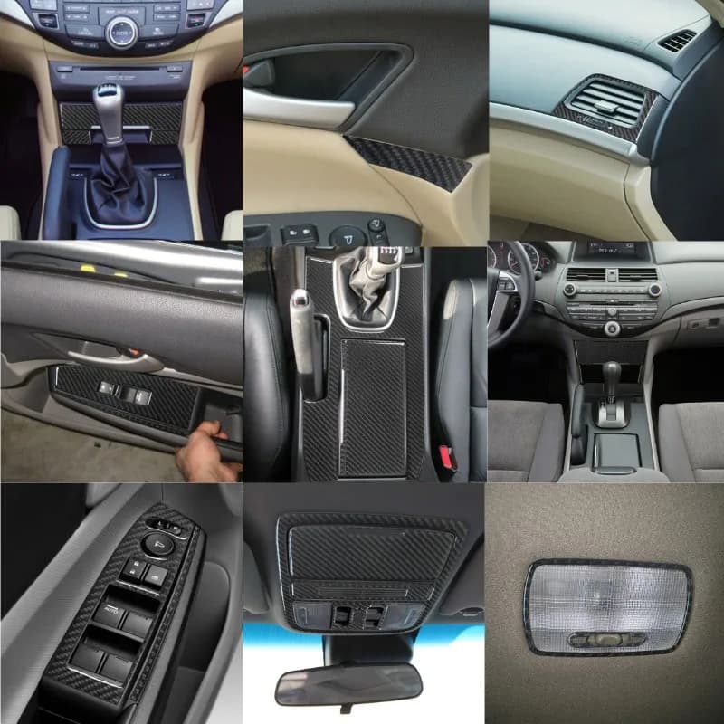 1 Set Car Interior Decoration Carbon Fiber Stickers For Honda Accord Coupe/Sedan 2008-2012 Accord Crosstour 2010 2011 2012