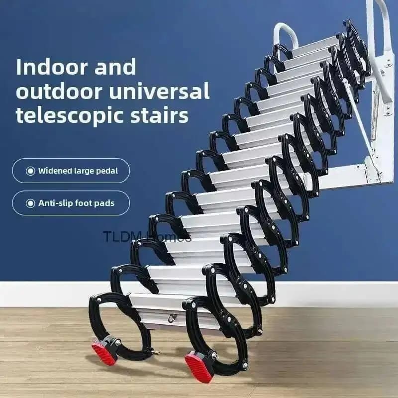 Home Multifunctional Furniture Invisible Folding Ladder Indoor Outdoor Telescopic Stairs Aluminum Alloy Thickened Ladders