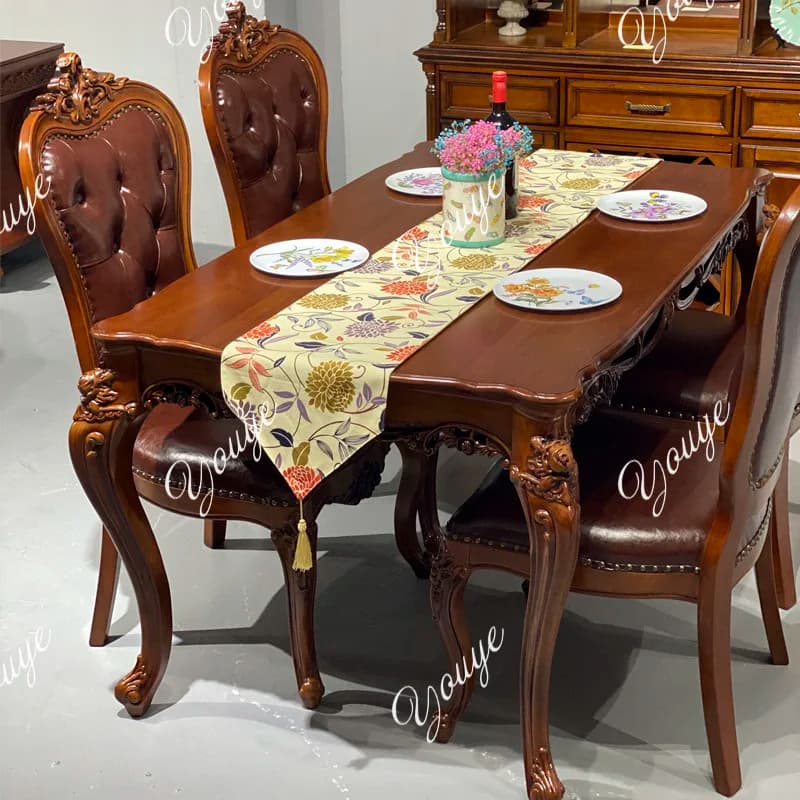 American simple solid wood dining table rectangular retro long dining table household long dining table furniture