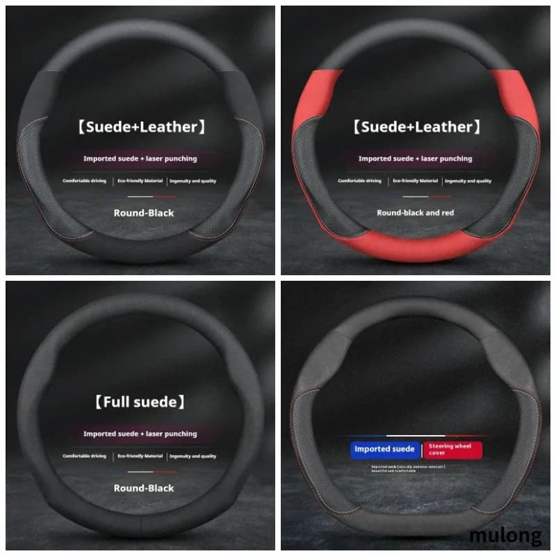 For Ford Focus F150 Mondeo Ecosport Explorer Escape Fusion Fiesta Kuga Edge Leather Suede Car Steering Wheel Cover Accessories