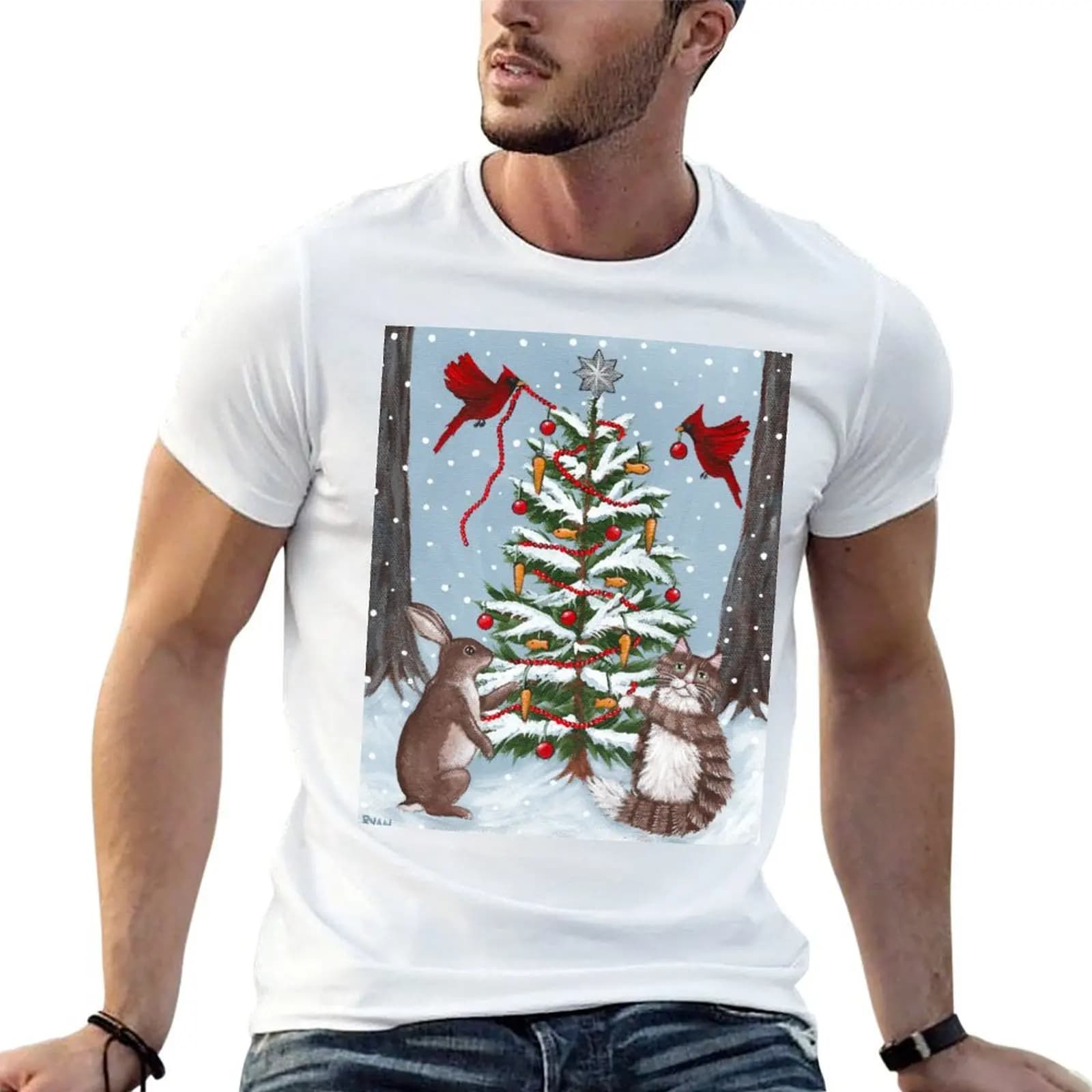 Decorating the Christmas Tree With Friends T-Shirt summer clothes anime t shirts mens t shirts casual stylish
