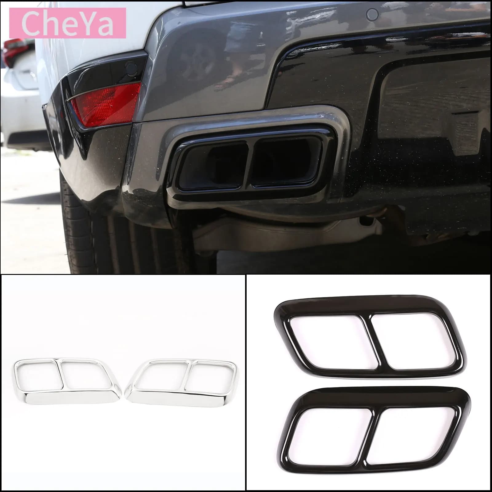 x2 Stainless Steel Car Tail Muffler Exhaust Pipe Output Cover for Land Rover Range Rover Sport L494 P300 P360 P400 P530 2018+