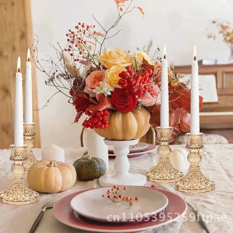 Retro Creativa Glass Candlestick Longrod Wedding Party Dinner Festival Decoration Ins Ornaments Cross-border Kitchen Utensils