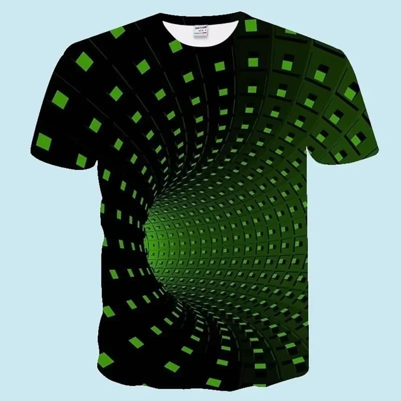 2026 Men's Summer Casual Short Sleeve T-Shirt Featuring 3D Printed Vortex Pattern for Trendy Streetwear Style