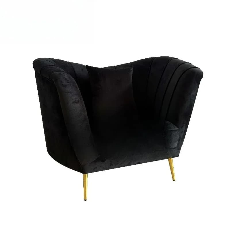 Leisure furniture black velvet simple sofa living room dining chair double sofa