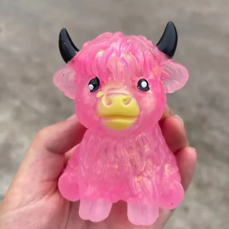 Glitter Highland Cow Stress Ball Slow Rising Squishy Squeeze Toy Cute Soft Fidget Sensory Anxiety Relief Toy