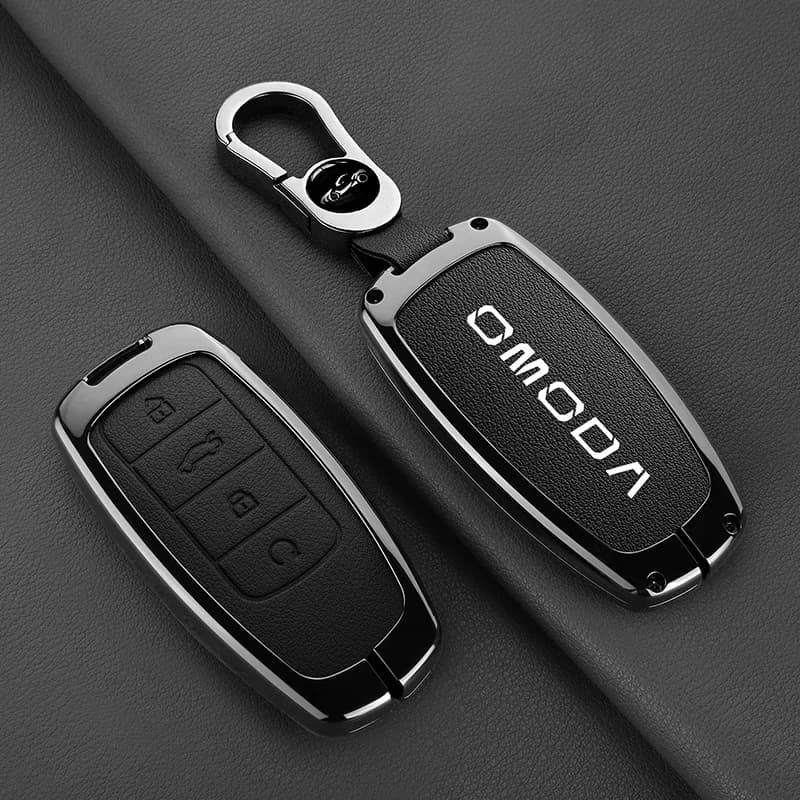 Leather Car Key Case Cover for Chery Omoda C5 E5 C9 Omoda 5 9 EV PHEV 2024 2025 Protector Key Cover Keychain Car Accessories