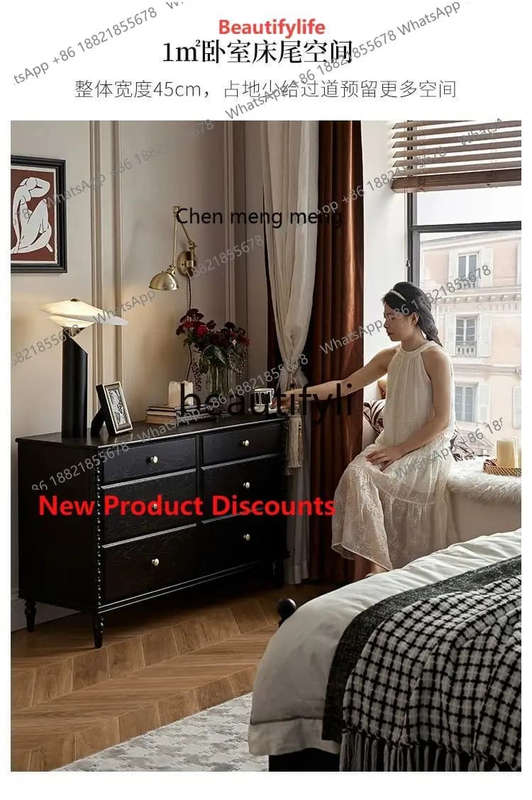 2003 American Retro Solid Wood Dressing Table Luxury Storage Cabinet Six-Drawer Cabinet Solid Wood Drawer Cabinet