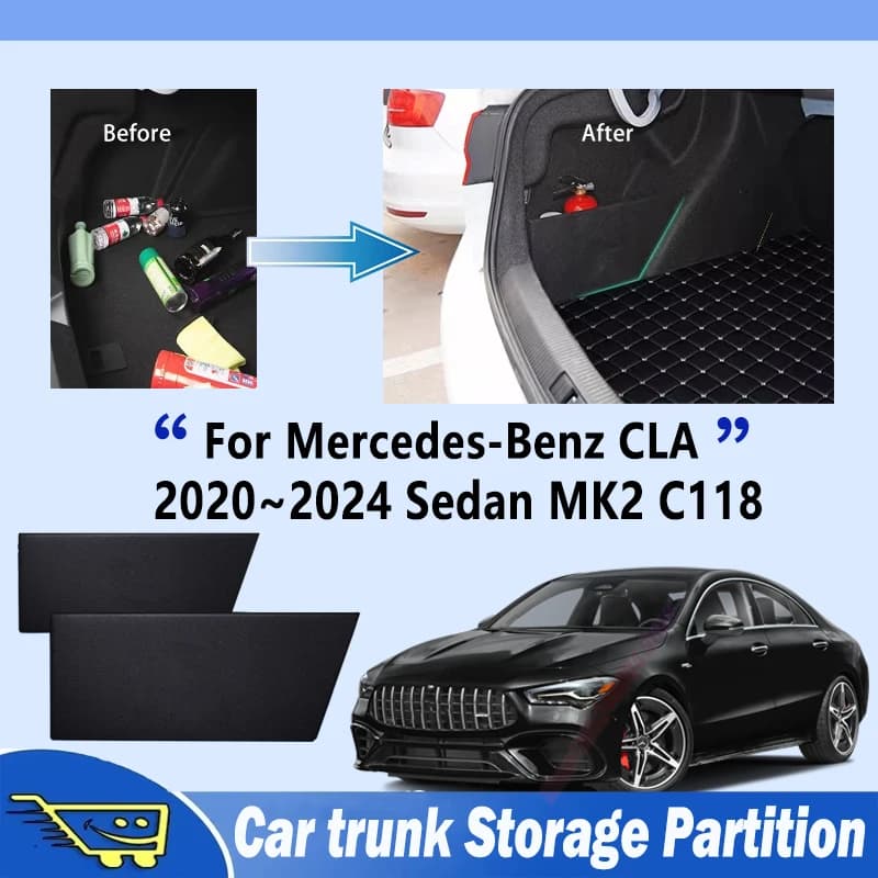 For Mercedes-Benz C118 CLA Sedan 2020~2024 MK2 Trunk Storage Partition Multifunction Storage Box Auto Interior Parts