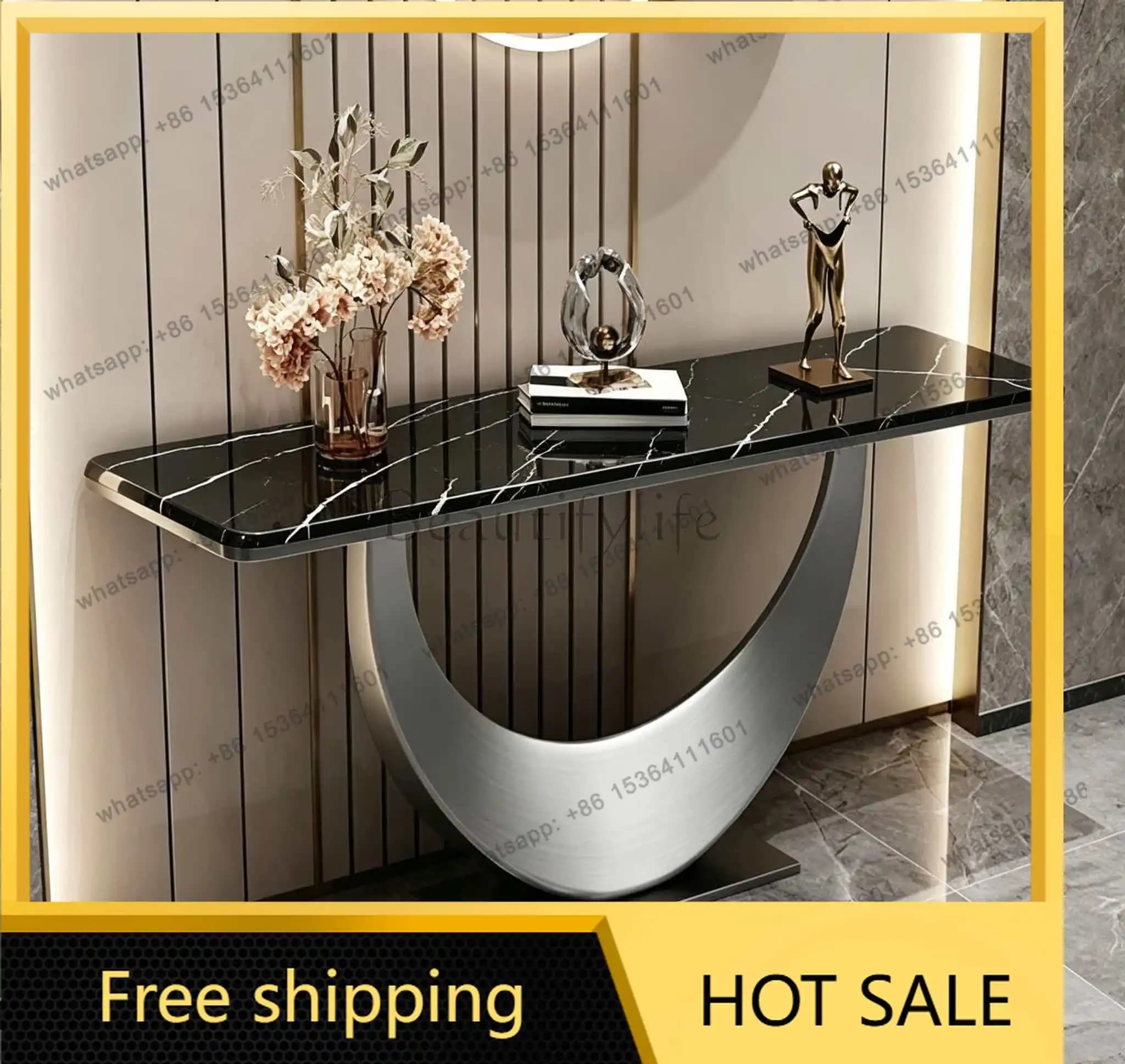 XX. Italian minimalist light luxury entrance table Modern minimalist entrance end view table