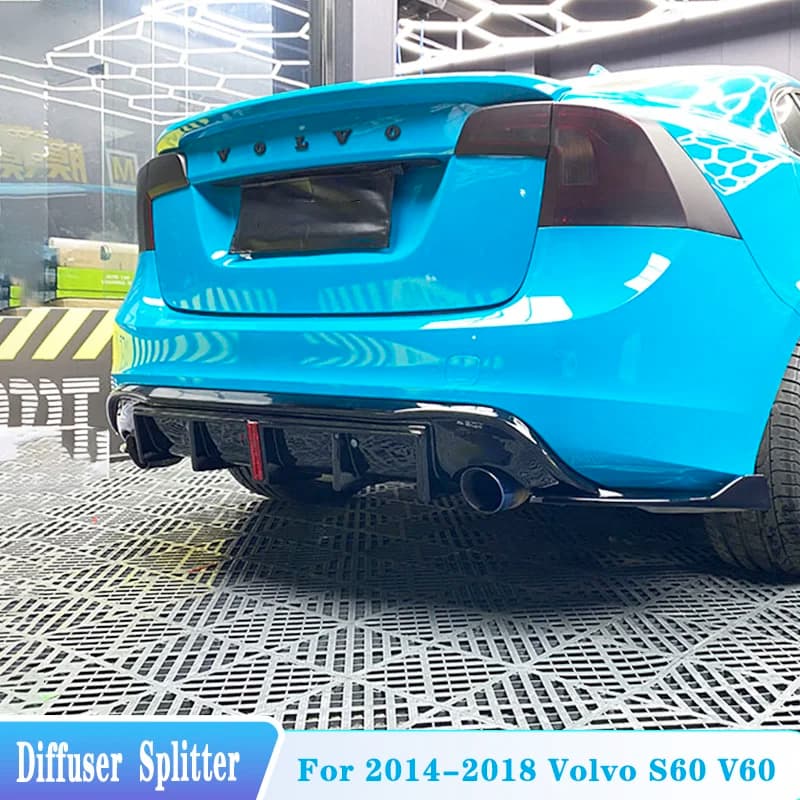 For 2014-2019 Volvo S60 V60 Rear Diffuser Splitter Guard Spoiler Car Retrofit Flow Baffle Plate Choke Corner Protector Body Kit