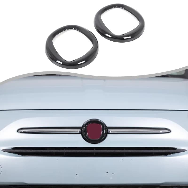 ABS  For 2016-2026+ Fiat 500 Front and Rear Emblem Rings Emblem Trim Rings Car Exterior Sticker Accessories