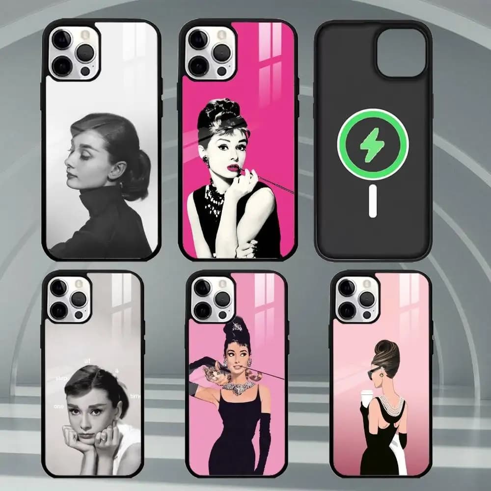 A-Audrey H-Hepburn C-Classic  Phone Case For iPhone17,16,15,14,13,12,11 Plus,Pro Max Magnetic For Magsafe Wireless Charging