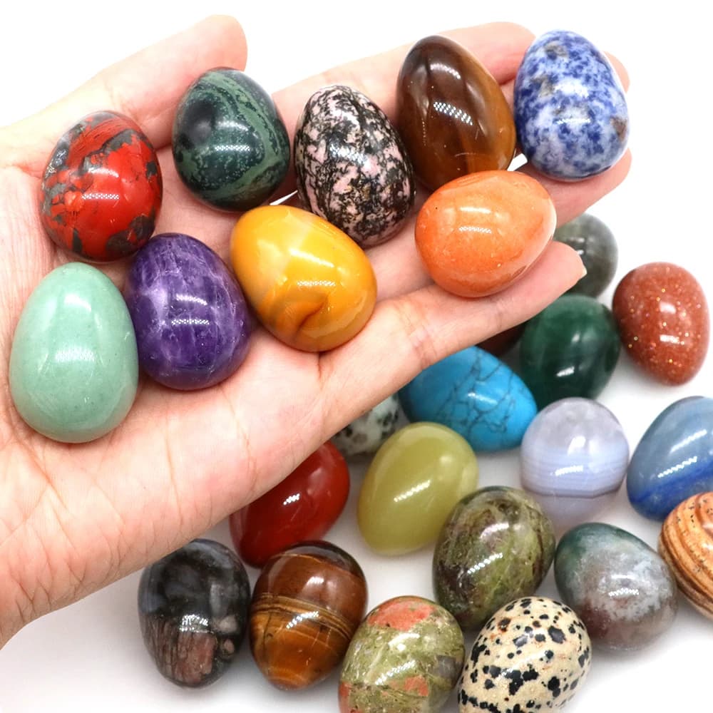 22x30mm Egg Crafts Natural Stone Healing Crystal Amethyst Quartz Massage Gem Energy Mineral Specimen Jewelry DIY Home Decoration
