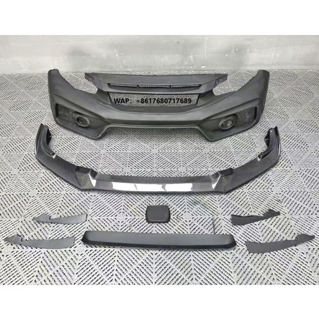 For Civic Type R FK8 2017 2018 Front Bumper Carbon Fiber Lip Body Kit