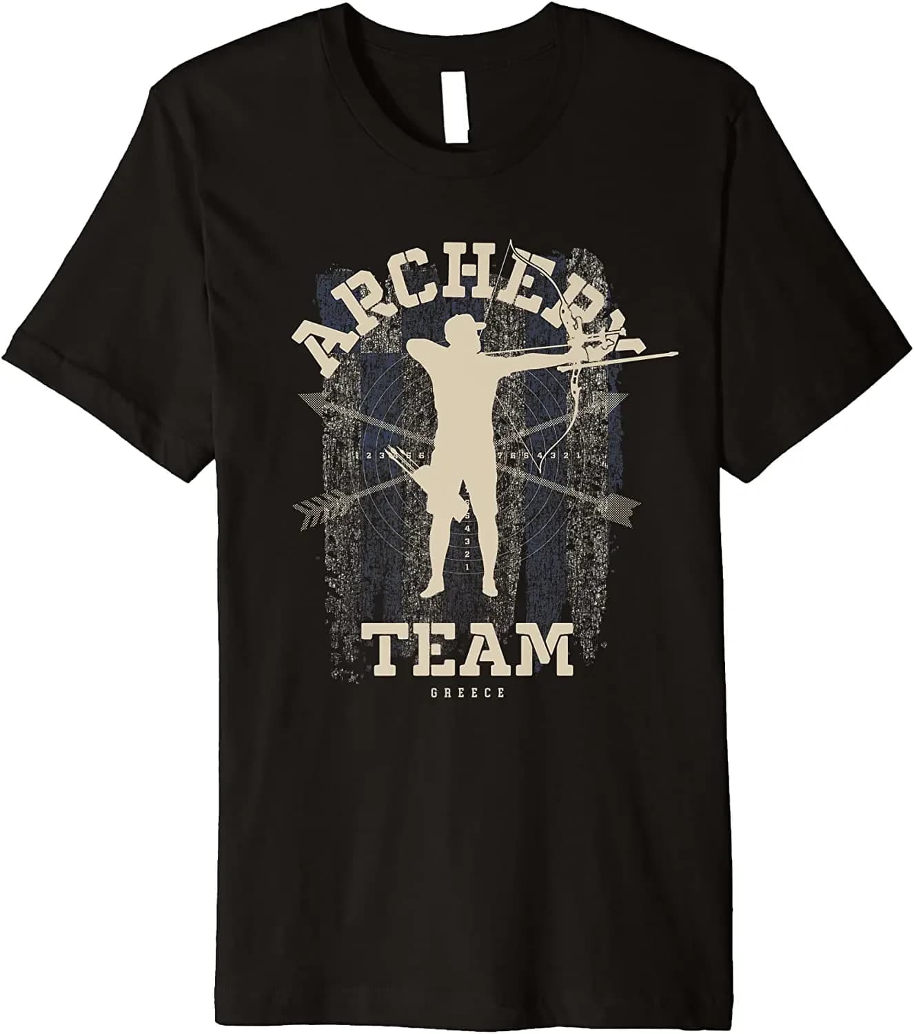 Greece Archery Team Sports Greek Flag Bow Arrow T-Shirt 100% Cotton O-Neck Summer Short Sleeve Casual Mens T-shirt Size S-3XL