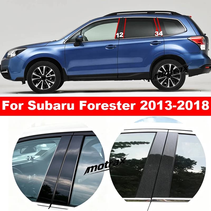 Car Glossy Door Trim Pillar Posts Window Trim B C Column PC Sticker Decor Cover for Subaru Forester SJ 2013-2018 Accessories