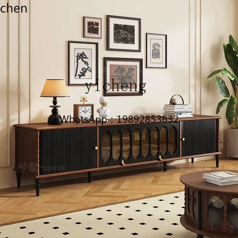 YFY  roller shutter TV cabinet retro style TV cabinet living room floor  cabinet coffee table