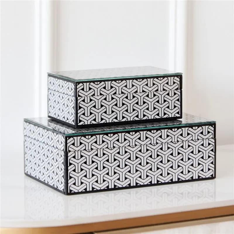 Modern simple and creative black and white geometric fashion decoration box ornaments entrance model room decoration