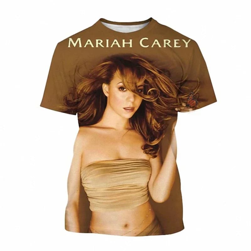 Mariah Carey Short Sleeve Summer T-Shirts with 3D Print for Men and Women, Casual Breathable Fashion Urban Hip-Hop Top