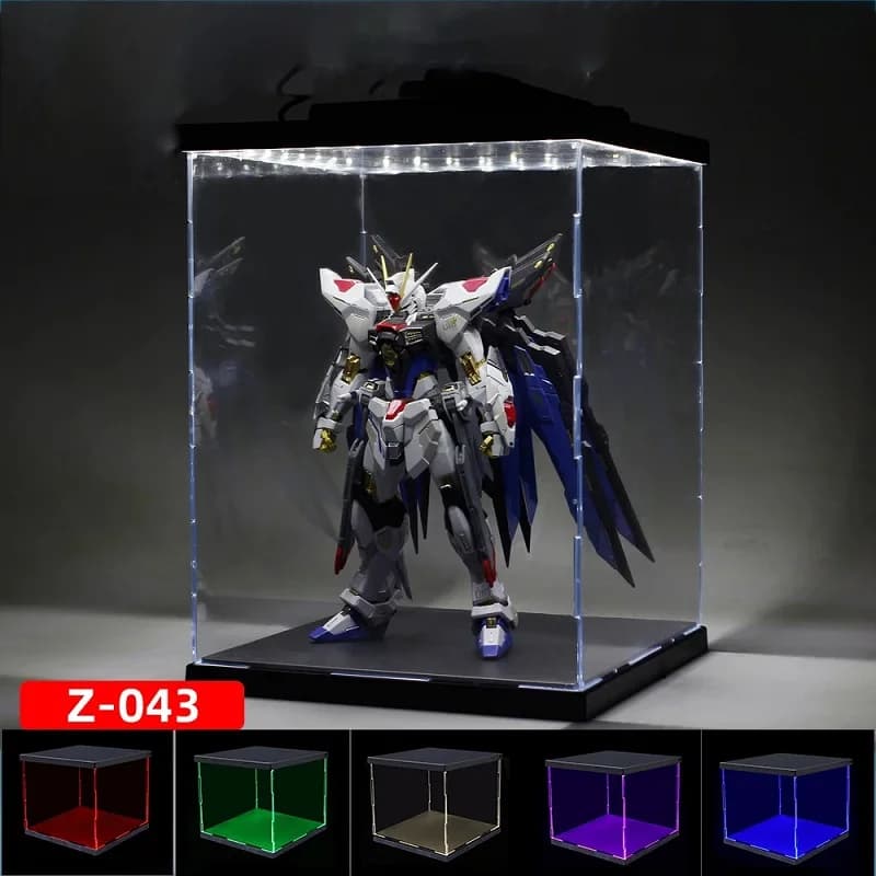 Acrylic Display Stand with 6 Colors Lighted Gundam Model Anime Character Collection Decorative Shelf Storage Box Display Stand
