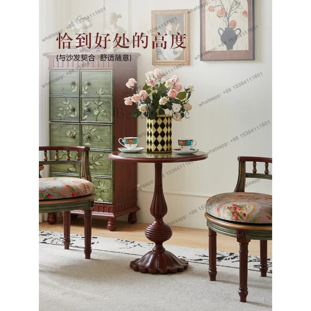 Customizable  Solid Wood Painted Edge Sofa Side Cabinet American Balcony Corner Small Tea Table