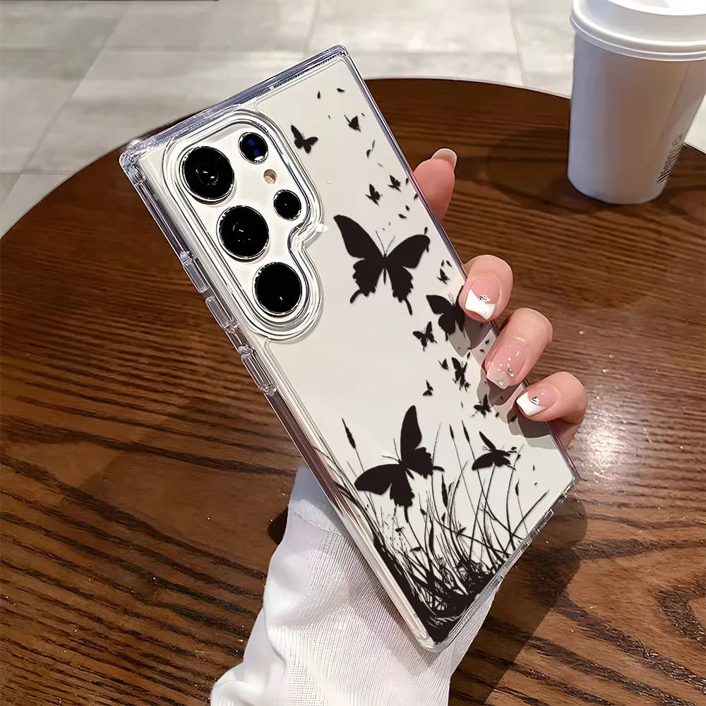 Butterfly Clear Case For Samsung A57 A17 A07 A37 A56 5G A55 A54 A53 A36 A35 A34 A33 A26 A16 A15 A06 S25 S24 S23 S22 Ultra Cover