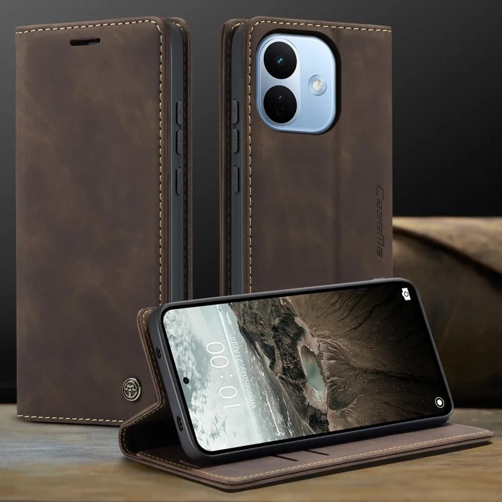 CaseMe For RedMi Note 17 Pro Max 5G Retro Flip Leather Phone Case For RedMi Note 17 4G Wallet Card Slot Protective Back Cover