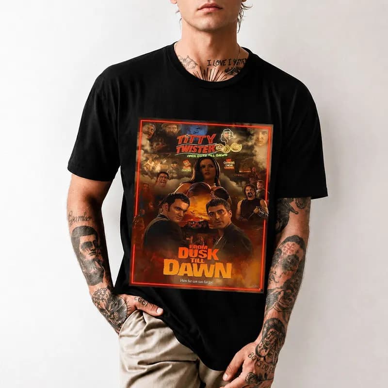 Vintage Horror Vampire Movie From Dusk Till Dawn Scary Halloween Gift T shirt 0703 Short Sleeve Graphic Clothes US size tops