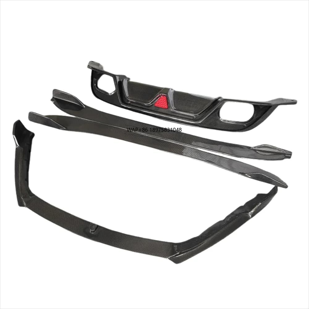 For 2013-2019  Carbon Fiber Body Kit Front Lip Side Skirt LED Light Rear Diffuser  Car Body Accessories