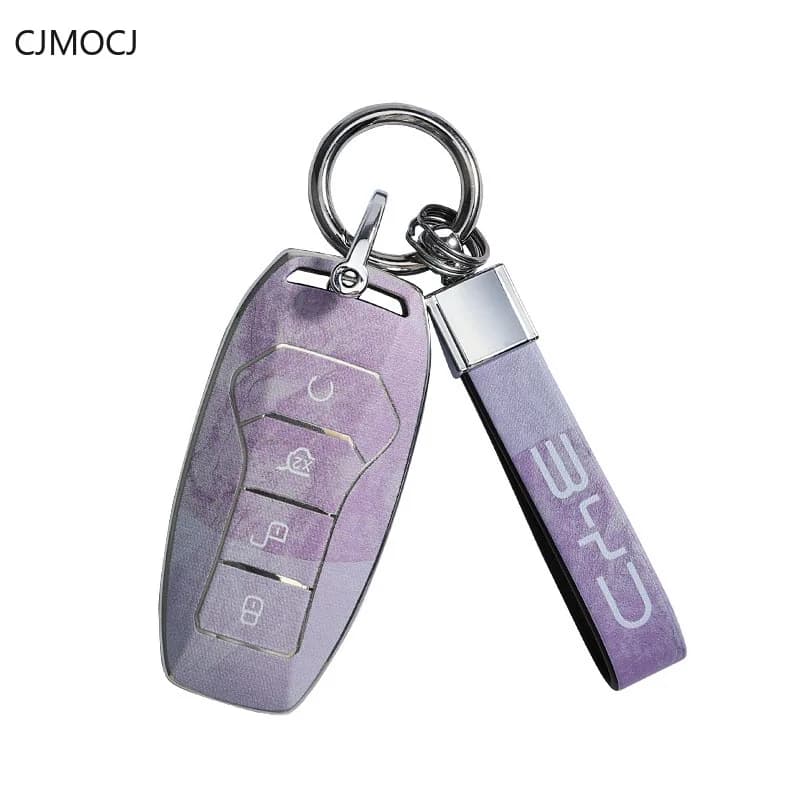 Premium TPU Key Cover Case for BYD Dolphin / Han / Seagull / Yuan / Qin Plus (2024) - Marble Pattern Protective Key Fob Shell