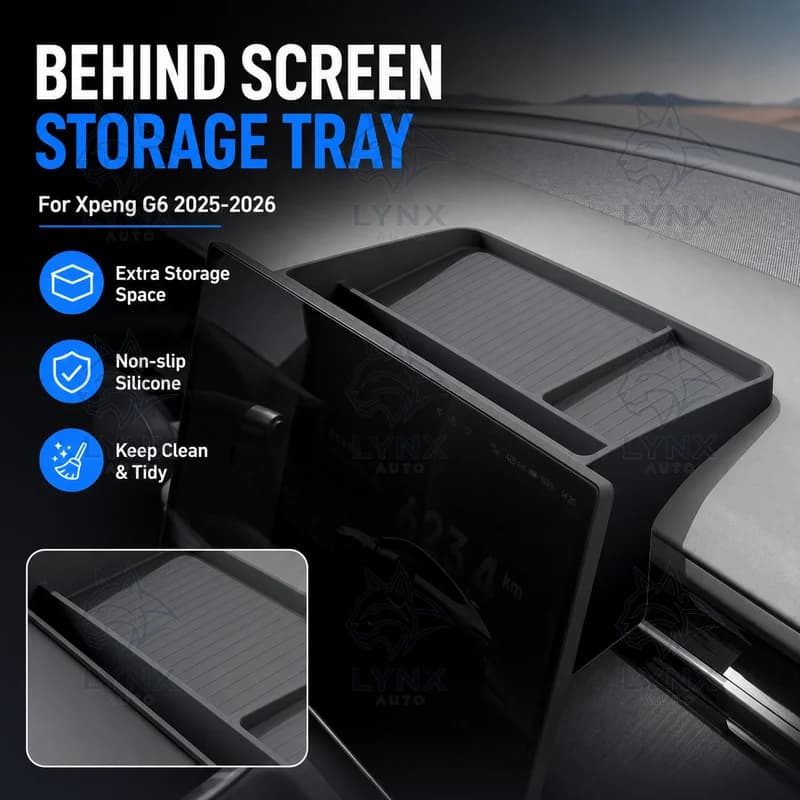 For Xpeng G6 2025-2026 Behind Center Console Screen Storage Box Organizer Tray Car Interior Accessories Decoration