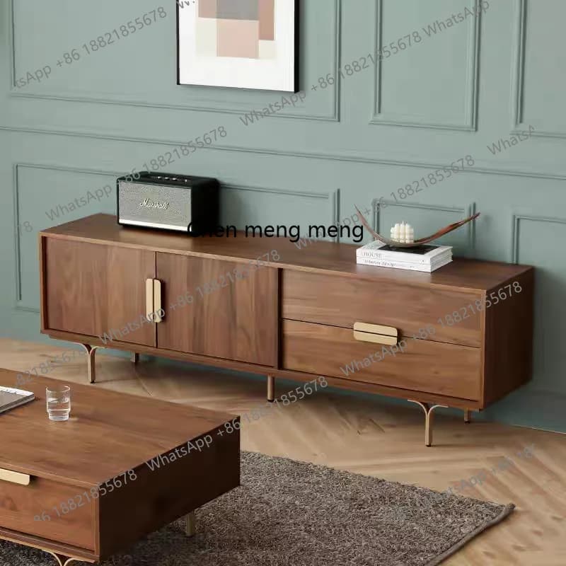 Solid wood TV cabinet living room small apartment storage coffee table combination cabinet