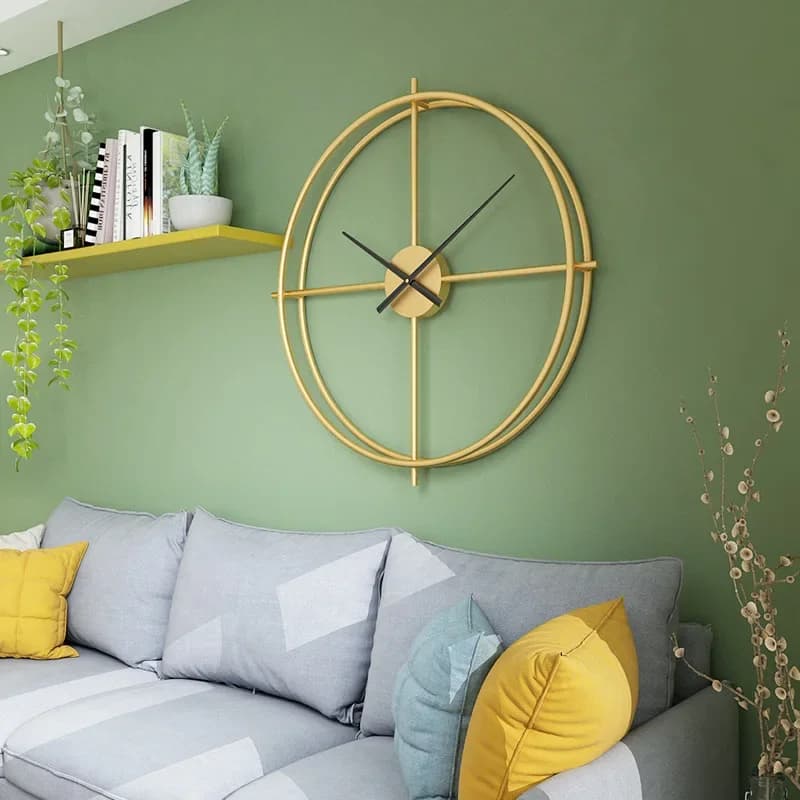 Minimalist Iron Wall Clock Metal Silent Quartz Mechanism Modern Decor for Living Room Study Office