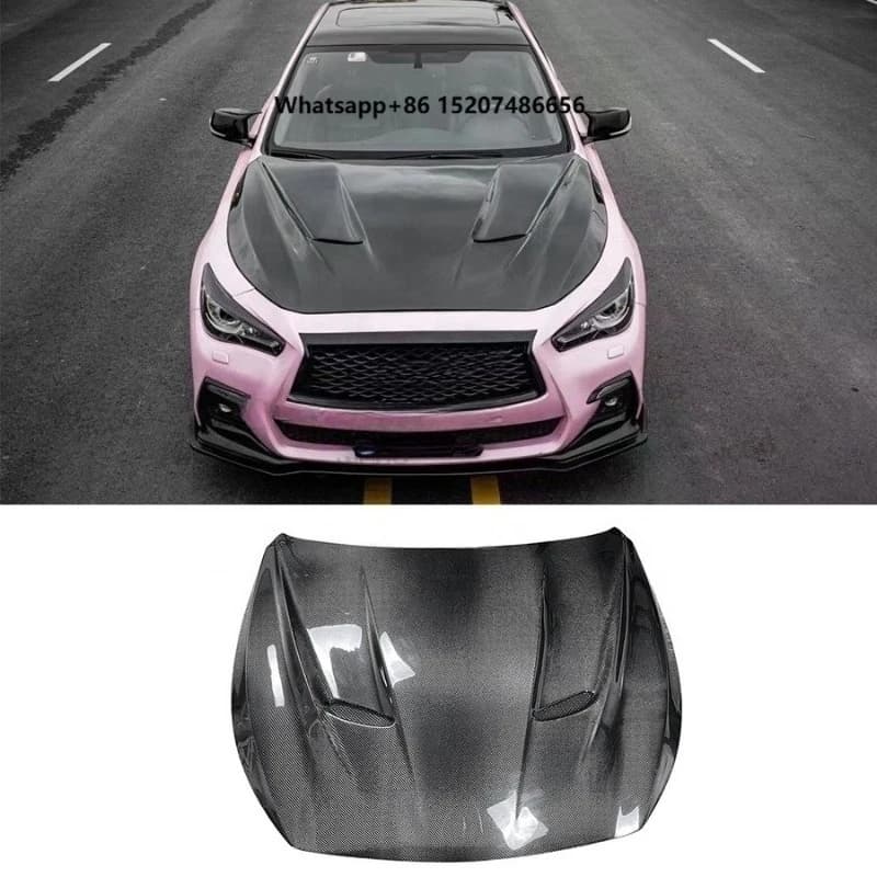 Carbon Fiber Front Hood Q50 Front Engine Hood Bonnet Air Vent Cover Car Bodykit