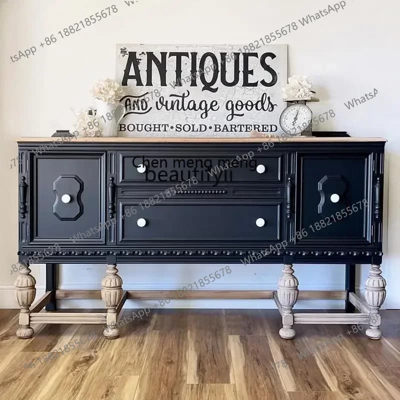X  0R Retro French solid wood carving flower foyer cabinet American high-end decorative cabinet dining side cabinet R