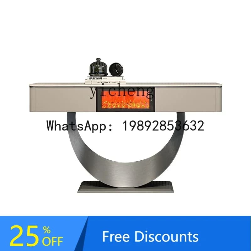 AA  Light Luxury Entrance Bar Table Entrance  Door Entrance Platform Advanced Sense Simulation Flame