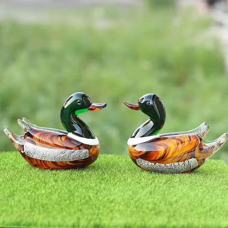 Crystal Glass Art Piece Handcrafted Glass Mandarin Duck Desk Decoration Gift Handmade Colored Glaze Animal Miniatures Ornament