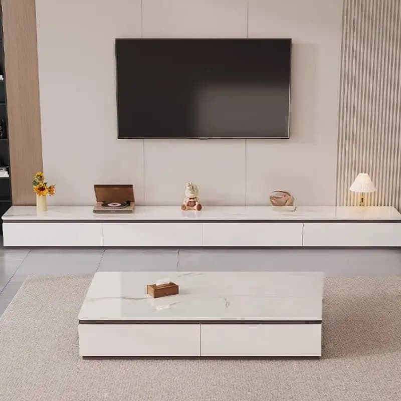 Luxury Decoration Tv Cabinet Natural Classic Modern Storage Tv Cabinet Nordic Vintage White Muebles Para Sala Furniture Home