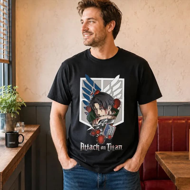 Levi Ackerman Attack on Titan Anime T Shirt, 0809 Manga Casual Streetwear, Unisex Short Sleeve Graphic Tee for Fans S-6XL