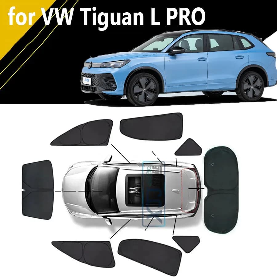 Fit for Volkswagen Tiguan L PRO 2024 2025 Dedicated ALL Black Car Window Sunshade Sunscreen Insulation Anti-UV Curtain