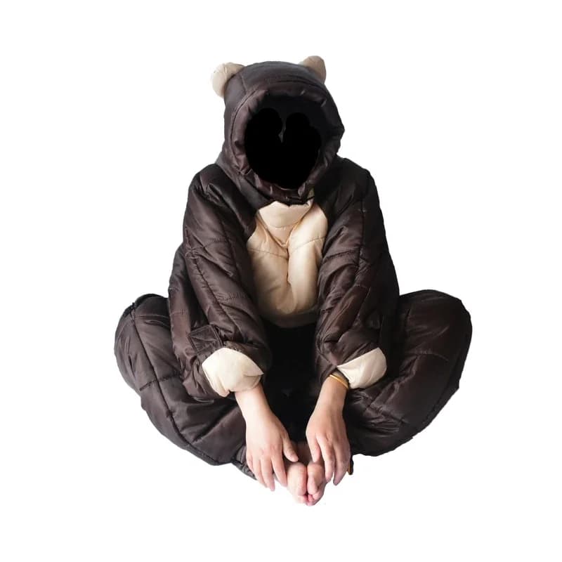 Brown bear camping winter outdoor warm sleeping bag hospital watch vigil temporary rest human mummy sleeping bag