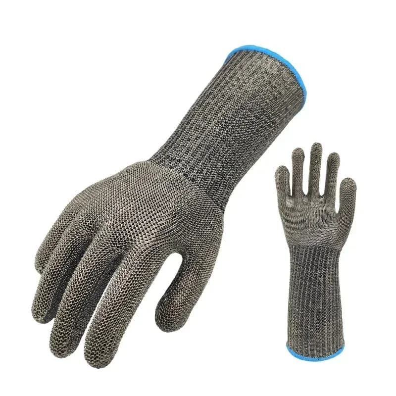 Long Stainless Steel Wire Gloves Food Grade Anti-Cut Meat Metal Iron Labor Protection Anti-Cut Gloves Grade 5