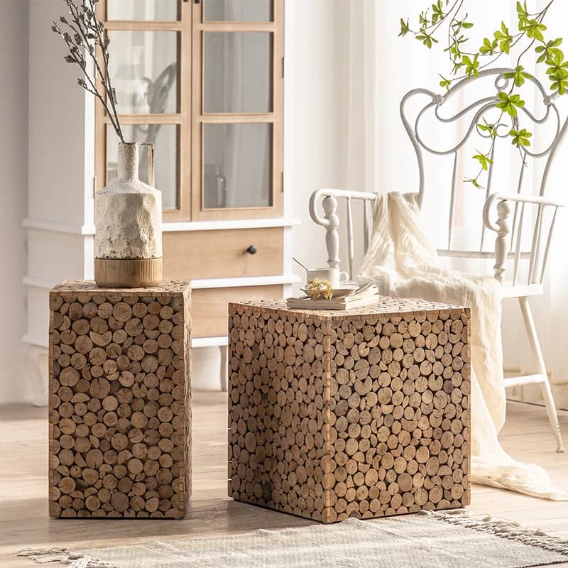 Wabi-Sabi Style Small Space Vintage Side Table Modern Sofa End Table Bedroom Corner Desk Living Room Bedside Stand