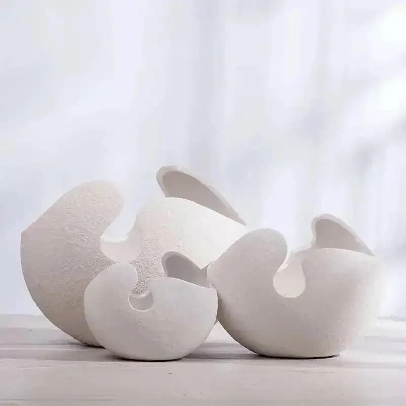 Ceramic Vase Creative Modern Fashion White Eggshell Flower Arrangement Vegetarian Burning Home Decoration Ornaments