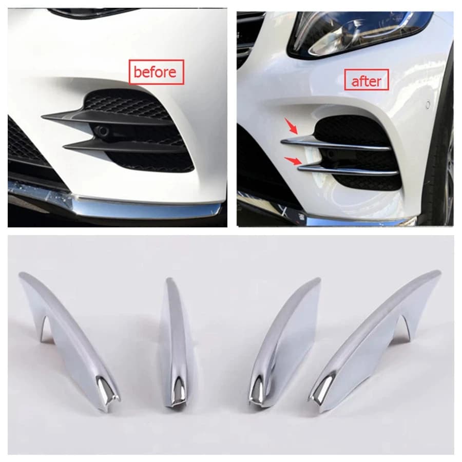Front Bumper Fog Lights Eyelid Eyebrow Outer Garnish Molding Cover Trim Fit For Mercedes Benz GLC X253 2015 - 2019 Accessories