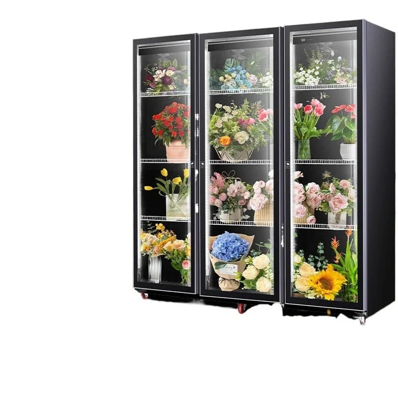 Fresh-keeping cabinet for flowers, refrigerated air-cooled and frost-free, double-door and three-door display cabinet for comme