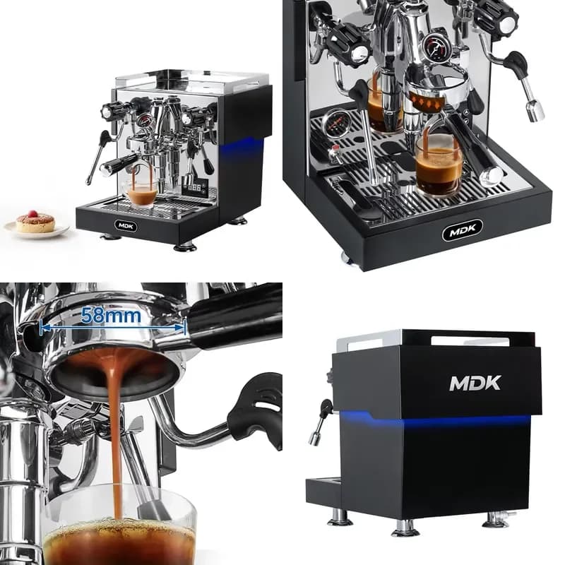 MDK Professional Commercial Semi Automatic Espresso Machine Electric Stainless Steel 12 Bars Pressure Brew System Household