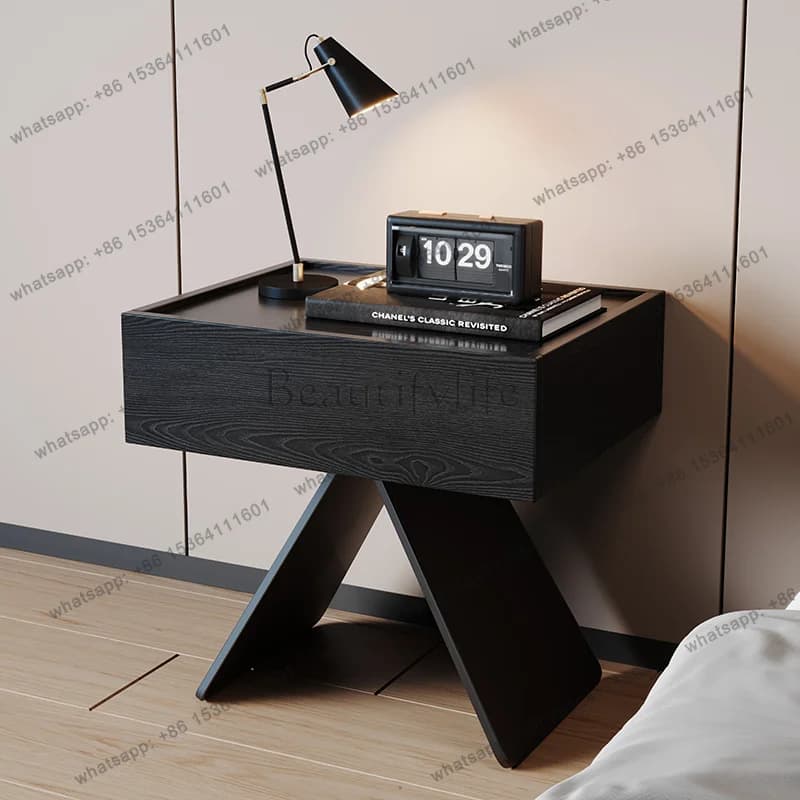 FG Unique Bedroom Nightstand Mobile Cabinets Nordic Drawers Luxury Wood Bedside Table Trendy Decor Mesa De Cabeceira Home Furnit
